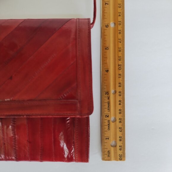 Vintage Genuine Eel Skin Crossbody Clutch Purse with Removable Strap - Picture 3 of 16